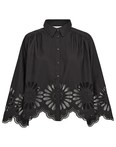 Co' Couture - MeliseCC Emb Skjorte - Black 